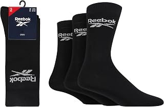 Reebok Unisex 'Core' Crew Socks - Mens & Women's Calf Length Soft Cotton Seamless Toe Socks - Multipack of 3 Pairs