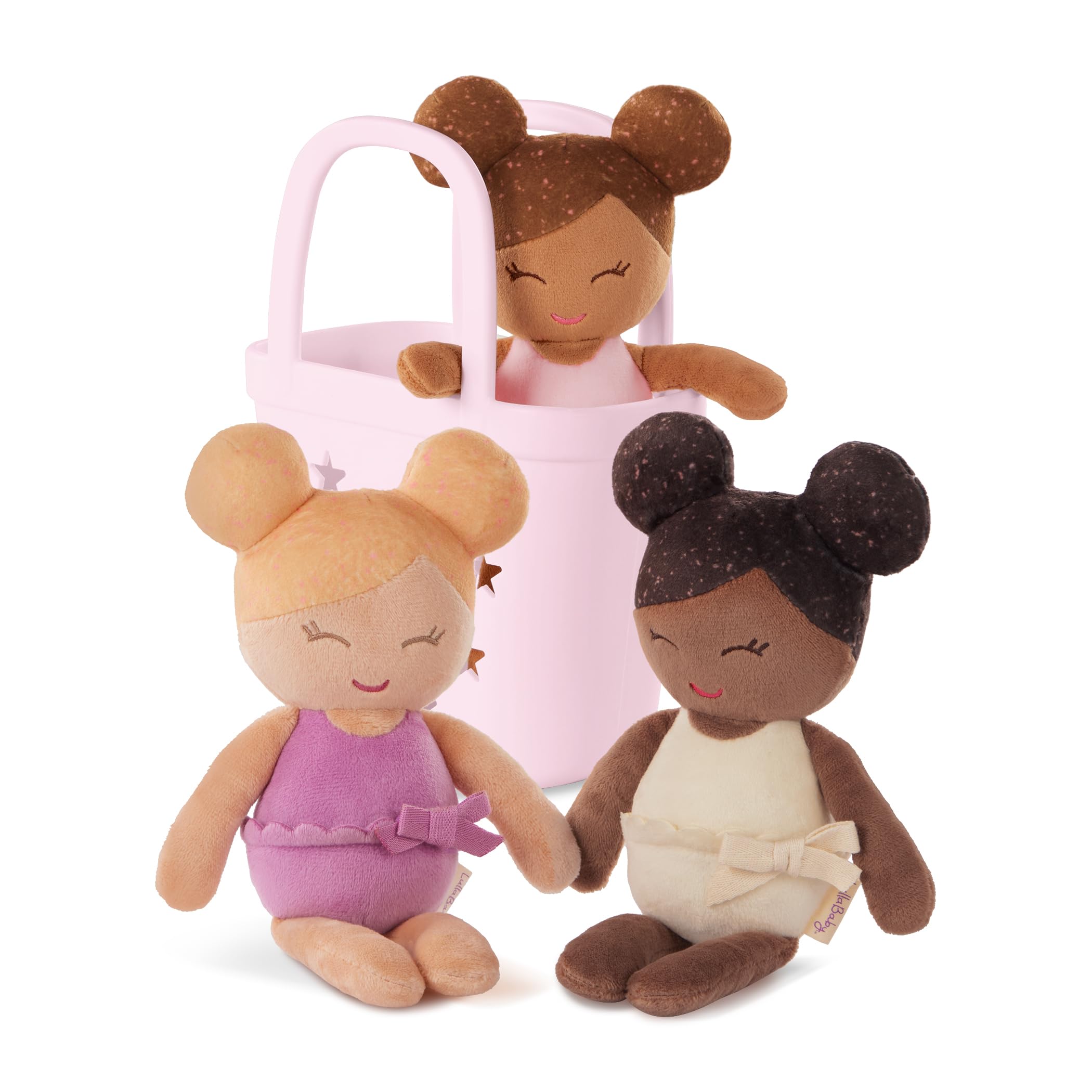 LullaBaby Bath Baby Dolls, Washable Water Play Set with Pink Basket | 3 soft 9-i