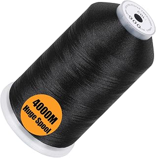 New brothread 4000M Huge Spool Embroidery Machine Thread - Black | Single Spool, 40WT, Polyester, 4000M/4500YD for Commercial Machines, Use a Thread Stand to Work with Home Embroidery Machine