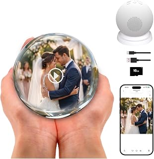 Memory Orb Video Player, 3.15’’ Crystal Memory Sphere Ball 3D Memory Pear | Video&Photo&Music Player, No App/WiFi, 16GB Digital Frame, Anniversary, Birthday, Wedding, Pet Memorial Valentine's Day Gift