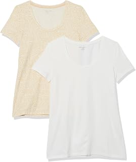 Amazon Essentials Women's Plus Size Short Sleeve Scoop Neck T-Shirt in Classic Fit (Available in Plus Size) 2 Pack
