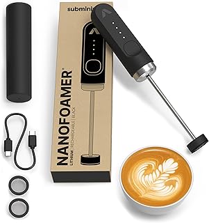 Subminimal NanoFoamer Lithium Hand Milchschäumer | Mikro geschäumte Milch für Premium Barista-Style Kaffeegetränke | Wiederaufladbarer Milchaufschäumer Cappuccino, Latte, Heiße Schokoladen und mehr