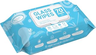 Air Jungles Glass &amp; Window Cleaner Wipes 70 Count, XL 8x10 Inch | Ammonia-Free, Safe For Car Windshield, Headlight, Mirror, Tile &amp; Home Glass, Removes Fingerprints, Dust, Dirt