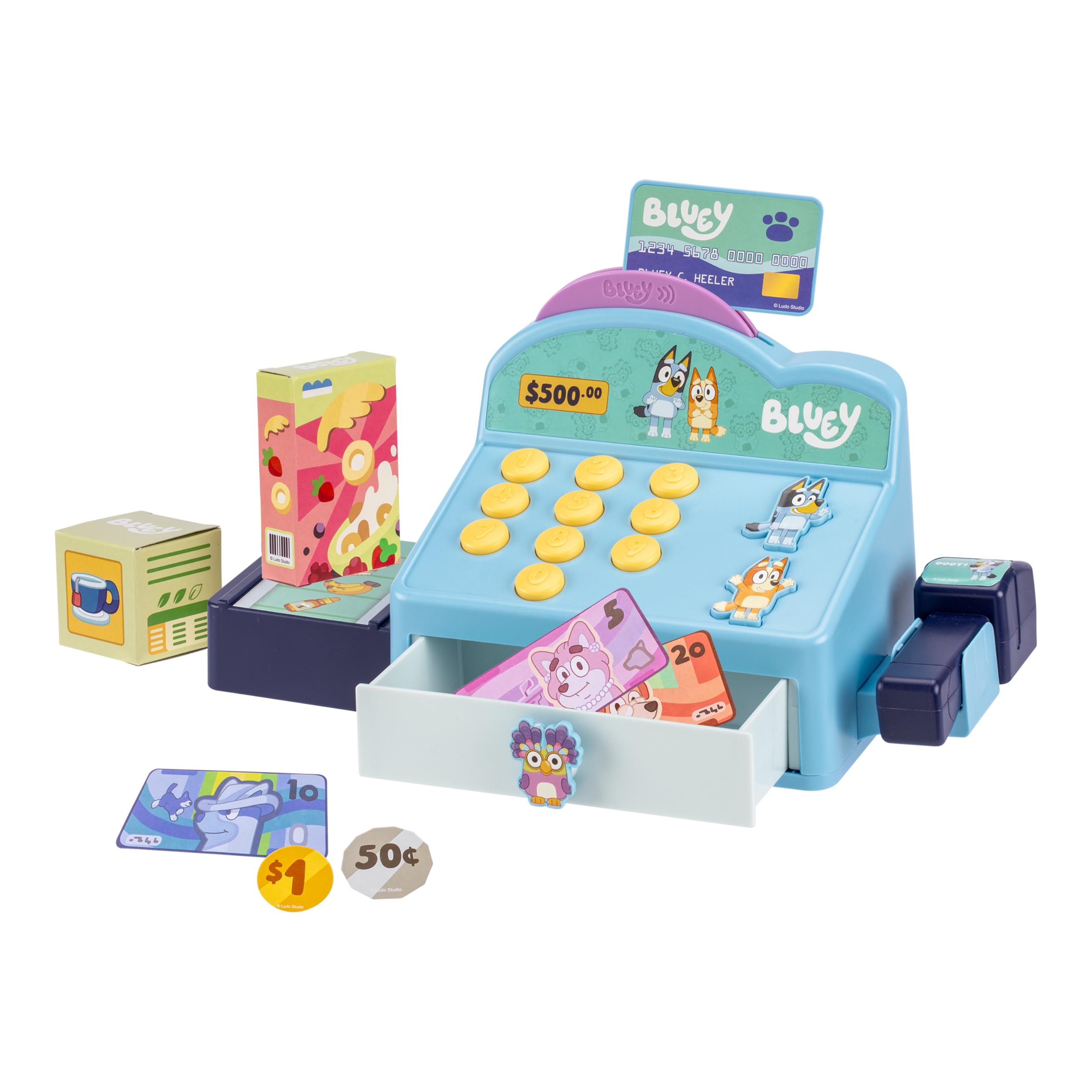Bluey Cash Register Playset, Interactive Play Register with Scanner | Includes t