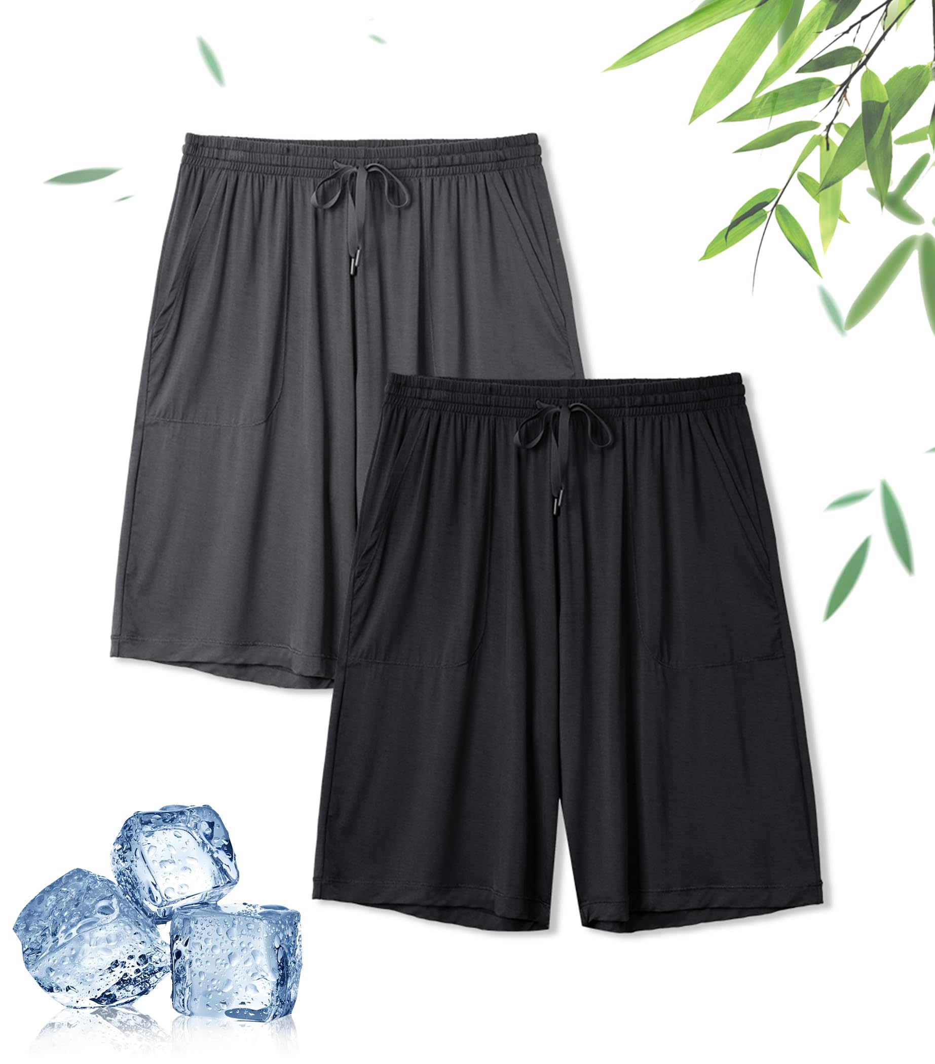 DAVID ARCHY Pyjama Shorts Men Bamboo Pajama Sleep Shorts Men Soft&Cool Men's Pyj