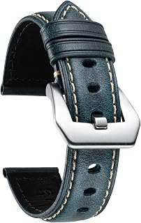 BINLUN Leather Watch Strap 18 mm 20 mm 22 mm 24 mm 26 mm Replacement Watch Strap for Men Women Smartwatch Bracelet with Quick Release Vintage Waxed Leather Watch Band