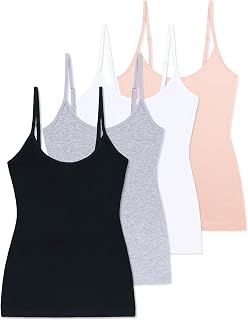 Comfneat Women's 4-Pack Slim-Fit Camisole Adjustable Spaghetti Strap Tops