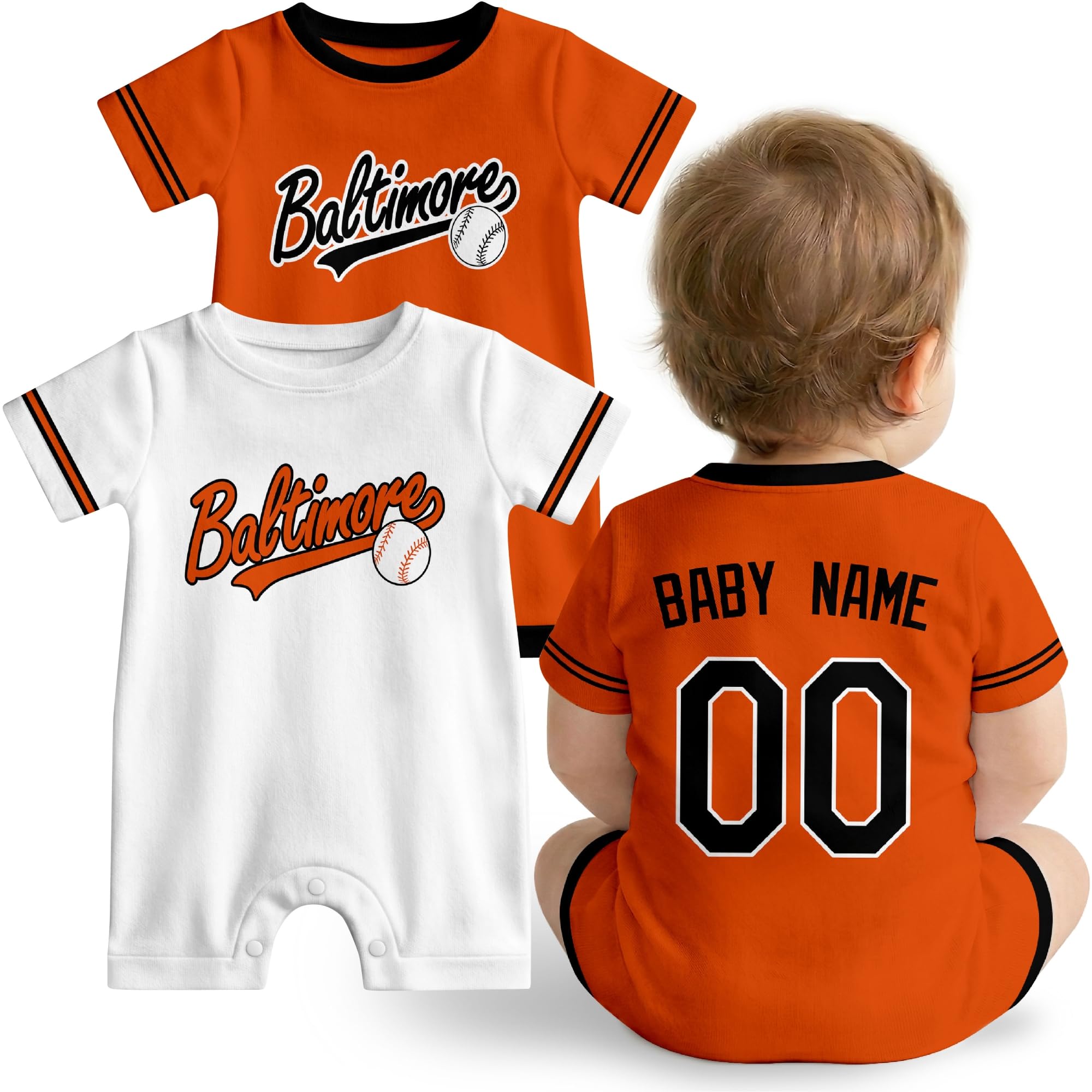 KREDE Baby Clothes Custom Baby Romper with Name and Number Personalized Bodysuit