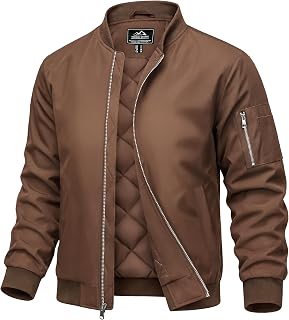 MAGCOMSEN Bomber da uomo, casual, antivento, trapuntato, con cerniera intera, giacca a vento invernale calda, giacca Varsity con tasche