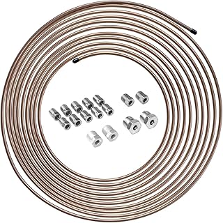 4LifetimeLines 3/16" x 25 ft Copper-Nickel Brake Line Replacement Kit – Inverted Flare Fittings Included, Hand-Bendable Tubing Coil, Corrosion Resistant, SAE &amp; ISO Certified