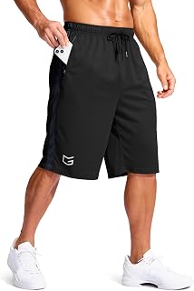 G Gradual Men's 11" Long Basketball Shorts with Zipper Pockets Mesh Quick Dry Lightweight Gym Athletic Shorts for Men
