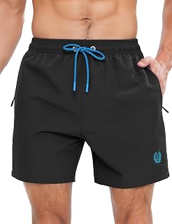 APTRO Mens Swim Trunks 5 inch Board Shorts Bathing Suit with Zipper Pockets