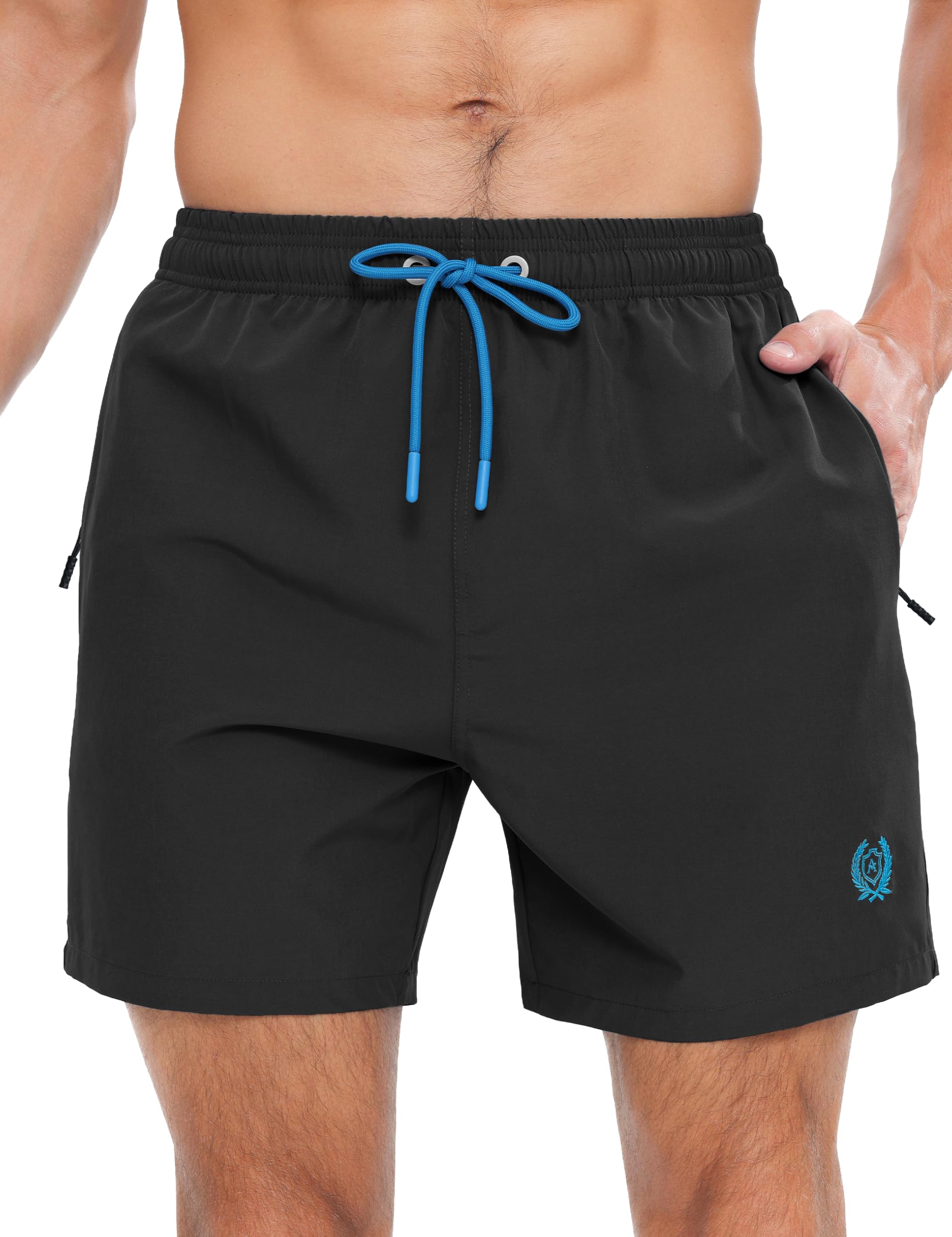 APTRO Mens Swim Trunks 5 inch Board Shorts Bathing Suit with Zipper Pockets