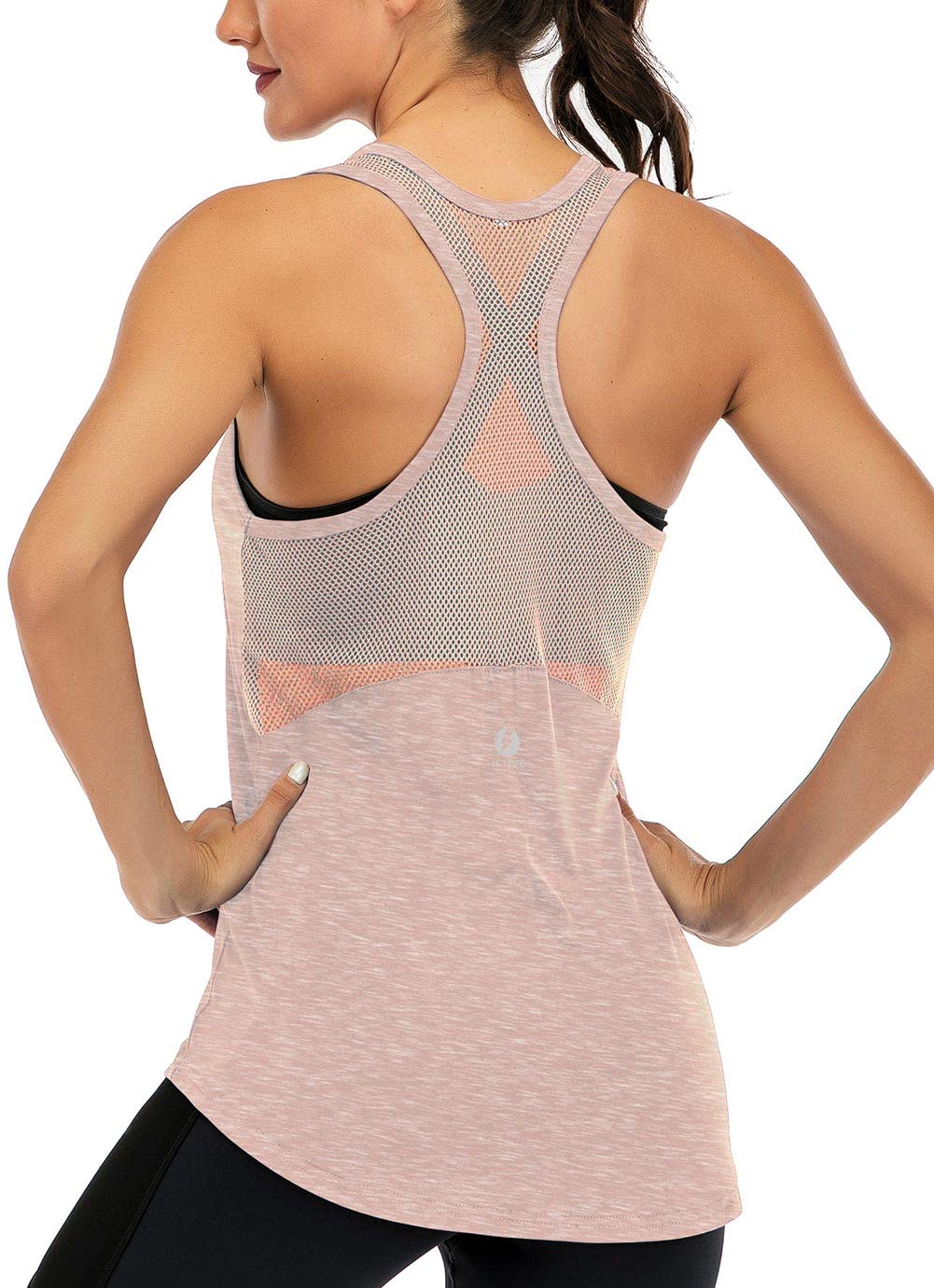 Fihapyli ICTIVE Women's Sleeveless Yoga Tank Top, Mesh Back Fitness Top, Lightwe