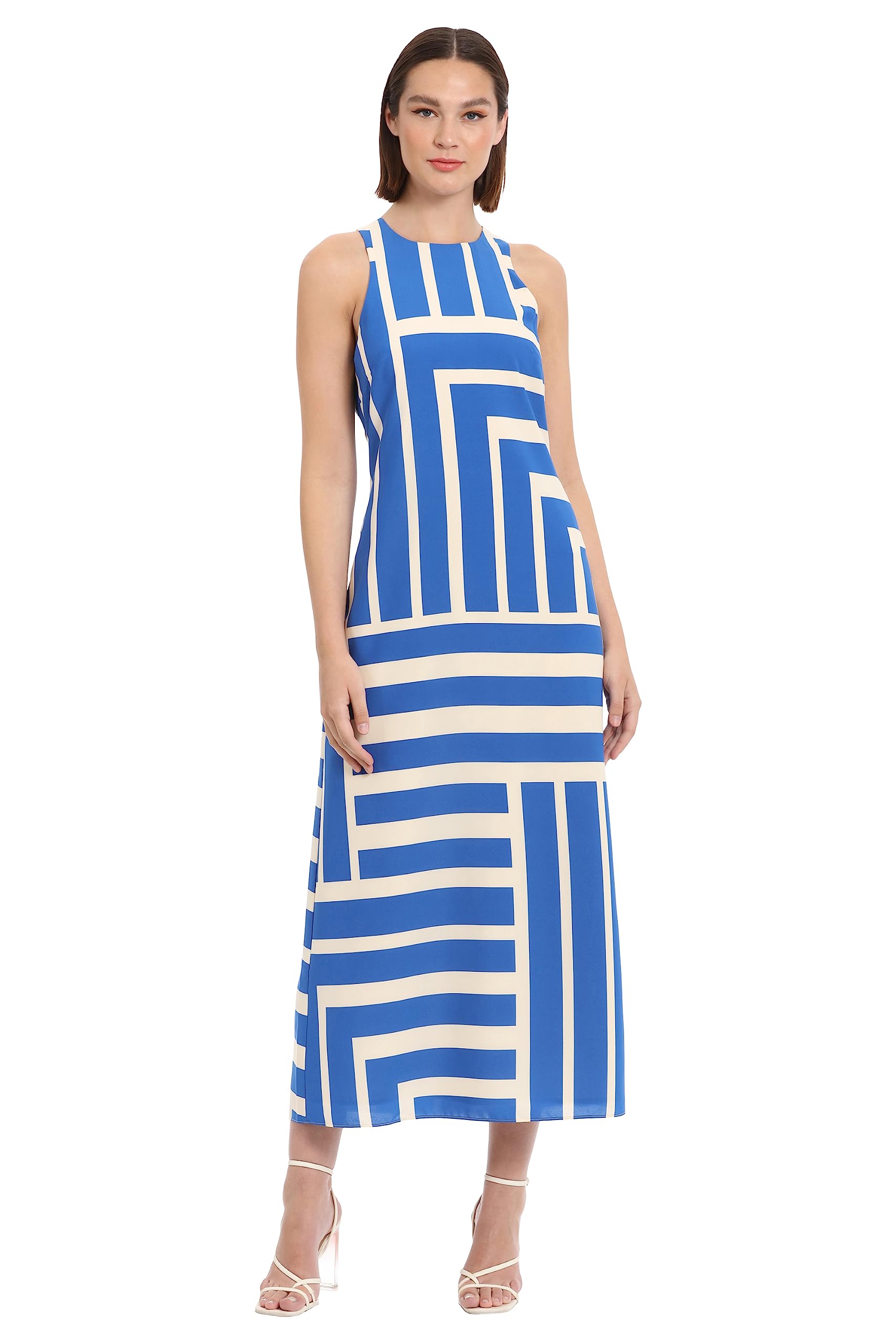 【DONNA MORGAN】 Casual Dress Sleeveless Halter Cut Maxi Dress Event Occasion Part