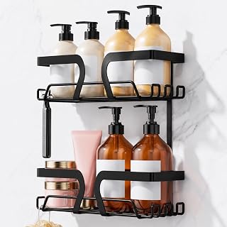 KEGII Self Adhesive Shower Caddy - 2 Pack Shower Organiser Black