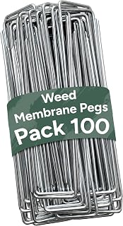 Zuvo Weed Membrane Pegs 100 Pack, 150mm/6 Inch Galvanised Garden Stakes