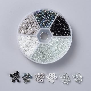 600pcs Glass Seed Beads 6/0 for Jewelry Making, 4mm Small Round Glass Beads for Bracelet Earrings Necklace Sewing Accessories Black