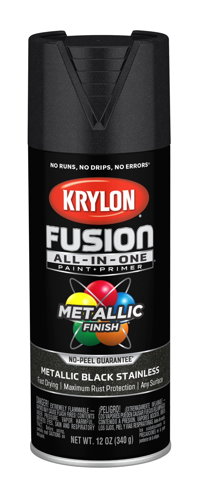 Krylon Fusion All-In-One, Metallic, Black Stainless Steel, 12 oz
