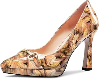Castamere Women's High Platform Heel Heel Pointed Toe Slip-On Metal Chain Pumps Wedding Office Casual 10 CM Heels