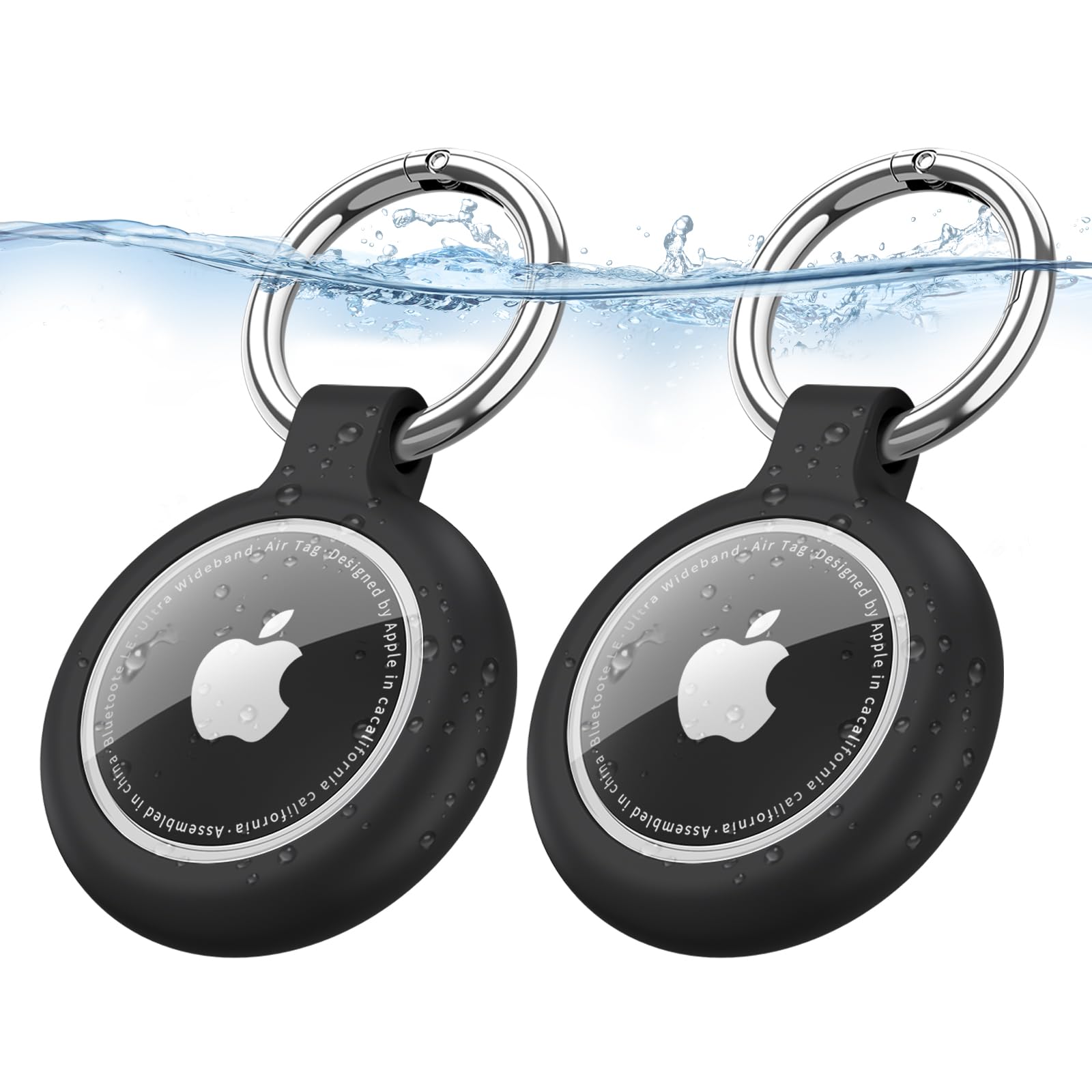 2-Pack Case for AirTag Holder with Keychain, Waterproof Carbon Fibre Texture Des