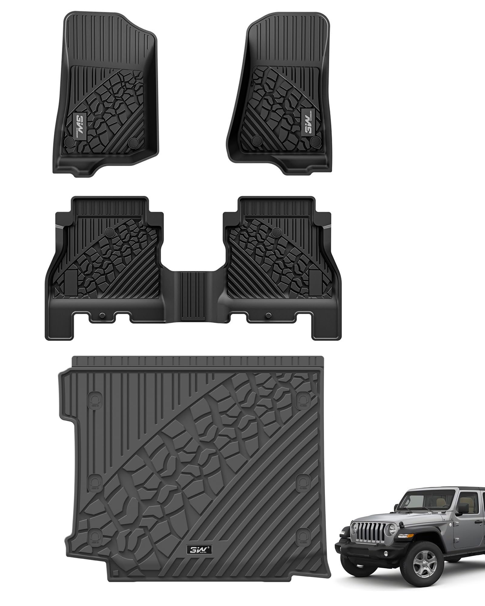 3W Floor Mats & Cargo Liner Fit for Jeep Wrangler JL 2018-2025 2026