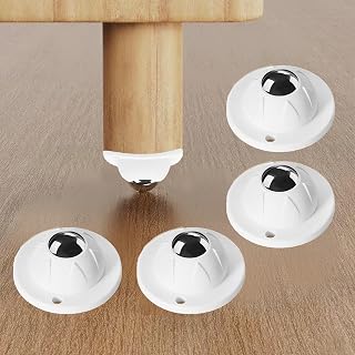 Adhesive Roller Set 4 Pack Sliding Auxiliary Ball Wheels Drawer Cabinet Closet Box Bottom Glide Organizer Storage (White)