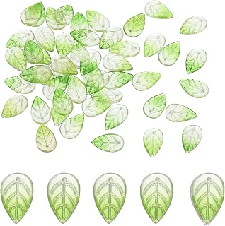 Generic 18 x 11mm Czech Glass Leaf Beads, 100 Pcs Crystal Leaf Beads for Jewelry Making DIY Craft Bracelet Necklaces Earrings, Green