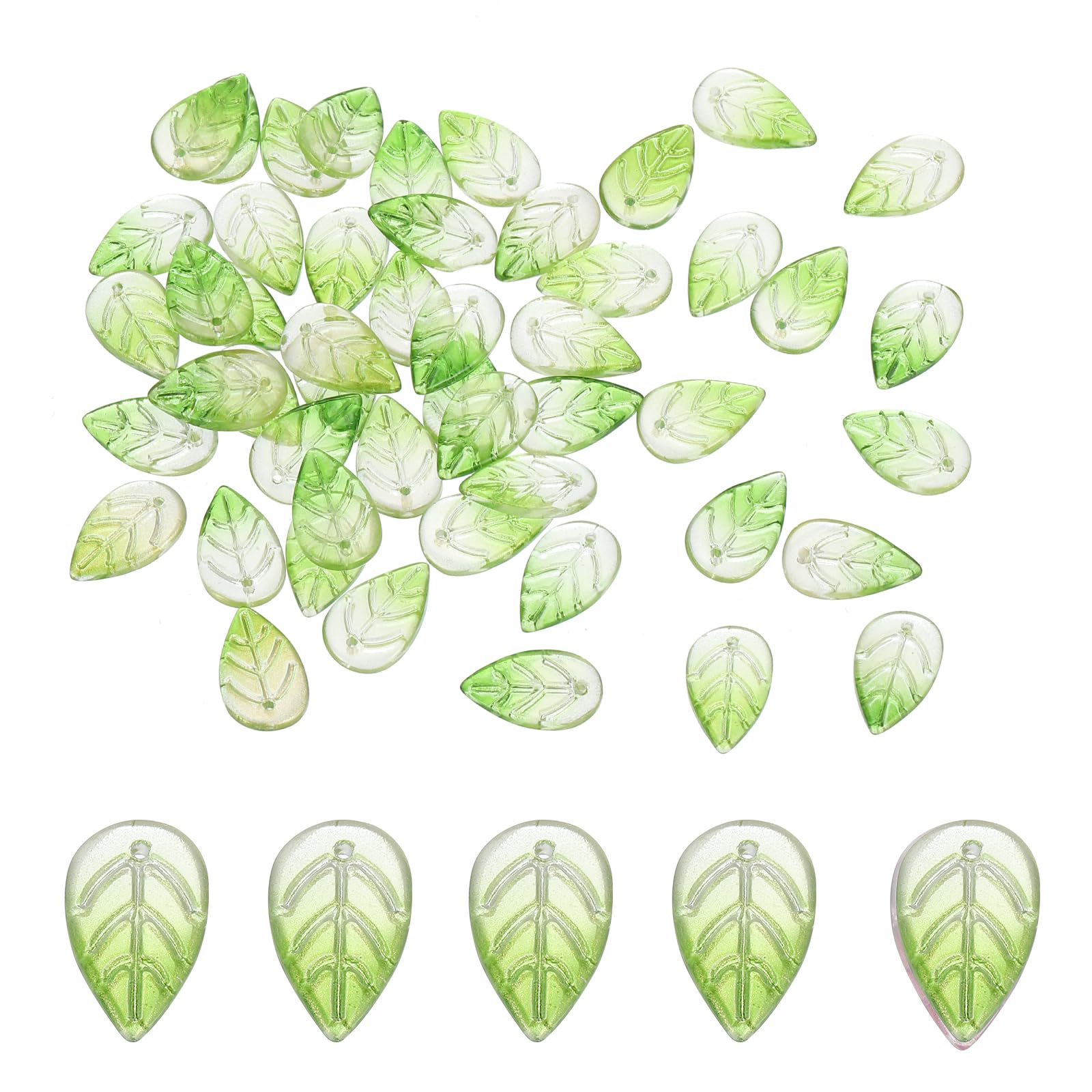 Generic 18 x 11mm Czech Glass Leaf Beads, 100 Pcs Crystal Leaf Beads for Jewelry