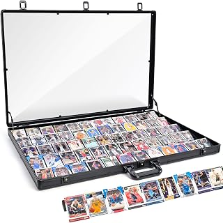 CoJewe Trade Show Display Case – Large Aluminum Locking Tabletop Showcase | 34"x22", for Trading Cards, Sports Cards, TCG – Lightweight & Portable for Exhibitions, Conventions, and Collectibles, Black