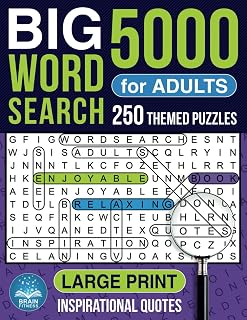 BIG 5000 Word Search for Adults Large Print: Relaxing 250 Themed Word Search Puzzles for Adults, Teens, and Seniors. Word Find Puzzles with Inspirational Quotes Big Font