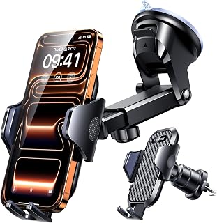 VANMASS 2026 BEST Car Phone Holder [Upgraded Suction&Clip] Military-Grade Rotatable Universal Mobile Mount for Dashboard Windscreen Vent, Van Stand Cradle for iPhone 18 Pro Max 17 16 15 14 Samsung S26