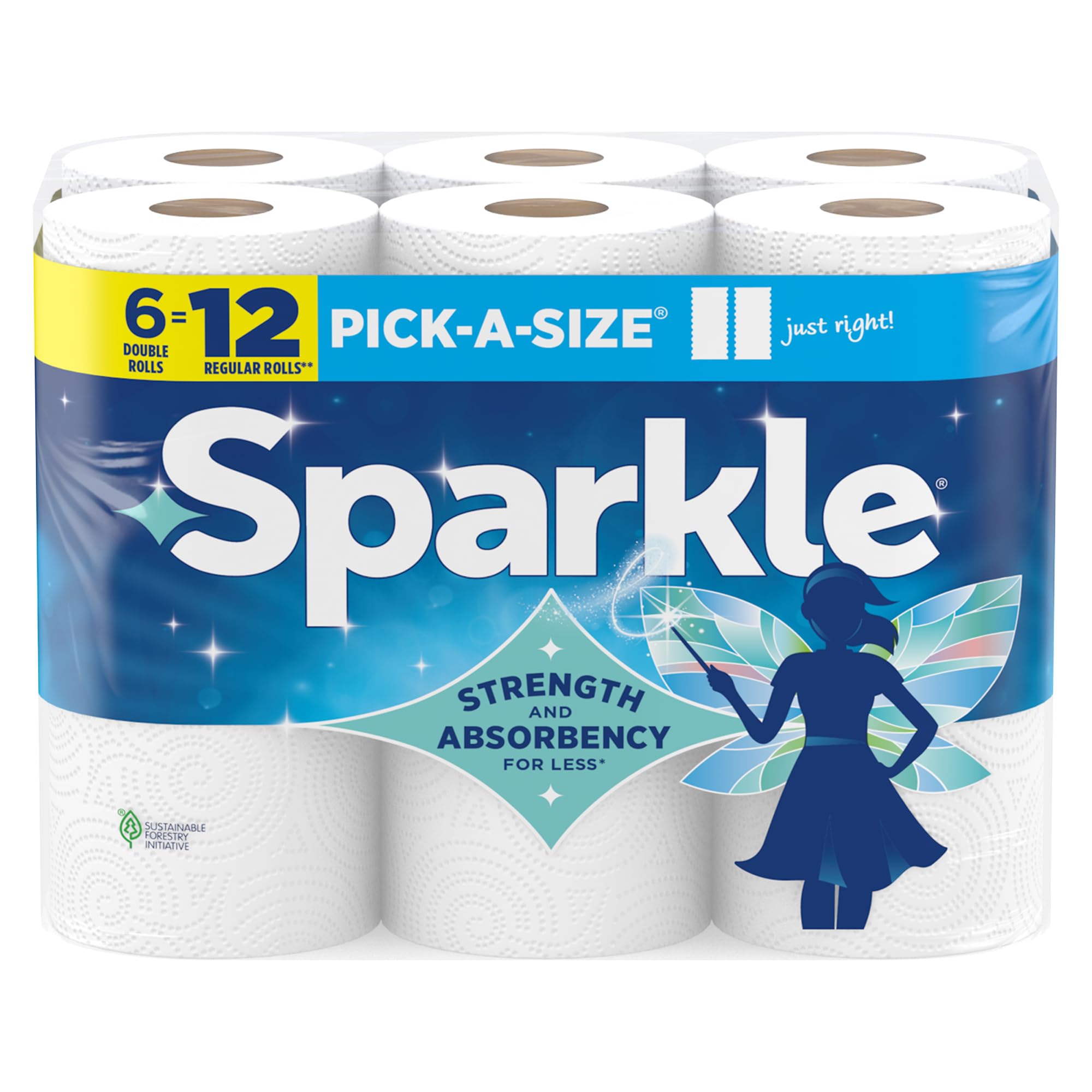 Sparkle Pick-A-Size Kitchen Paper Towels, 6 Double Rolls, 660 Sheets | Strong 2 