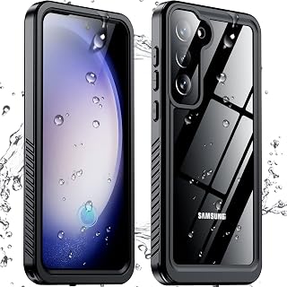 Temdan for Samsung Galaxy S23 Case,Waterproof Built-in Lens & Screen Protector[Full Body Shockproof][12 FT Military Drop Proof][Dustproof][IP68 Underwater] Case for Galaxy S23 5G 6.1’’-Black/Clear