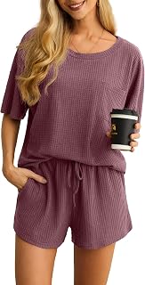VINTATRE Pajama Sets for Women Waffle Lounge Set Ladies Pyjamas Pj S-2XL