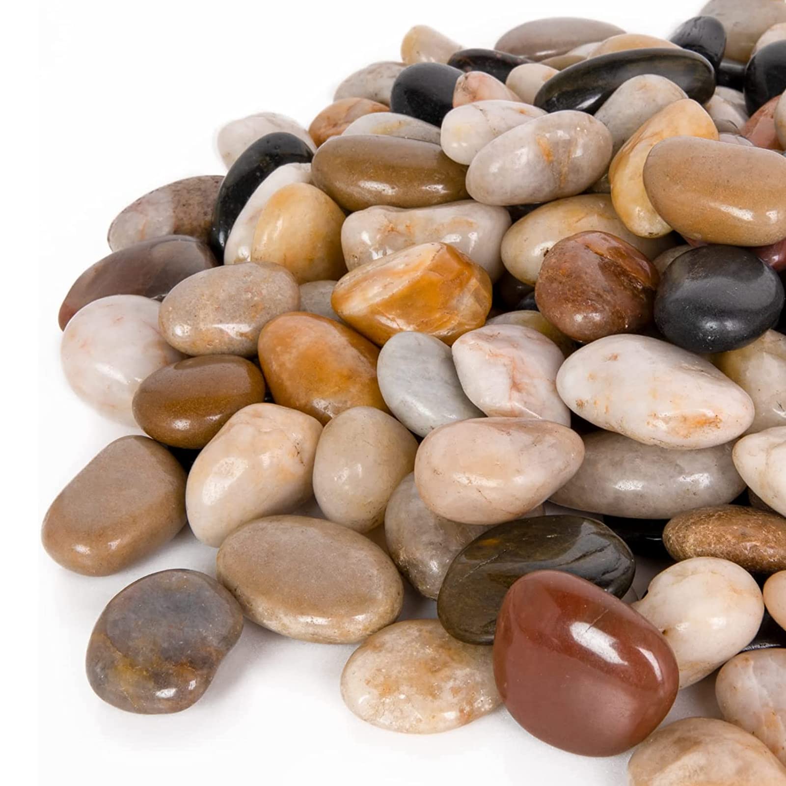 GASPRO 15lb Mixed Color Landscaping Pebbles, River Rocks | Polished Surface, Nat