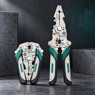 Folding Wire Stripping Pliers Multi-function Electrician Tool with Crimping, Cutting, and Wrench Features, Compact Folding Design for Easy Storage