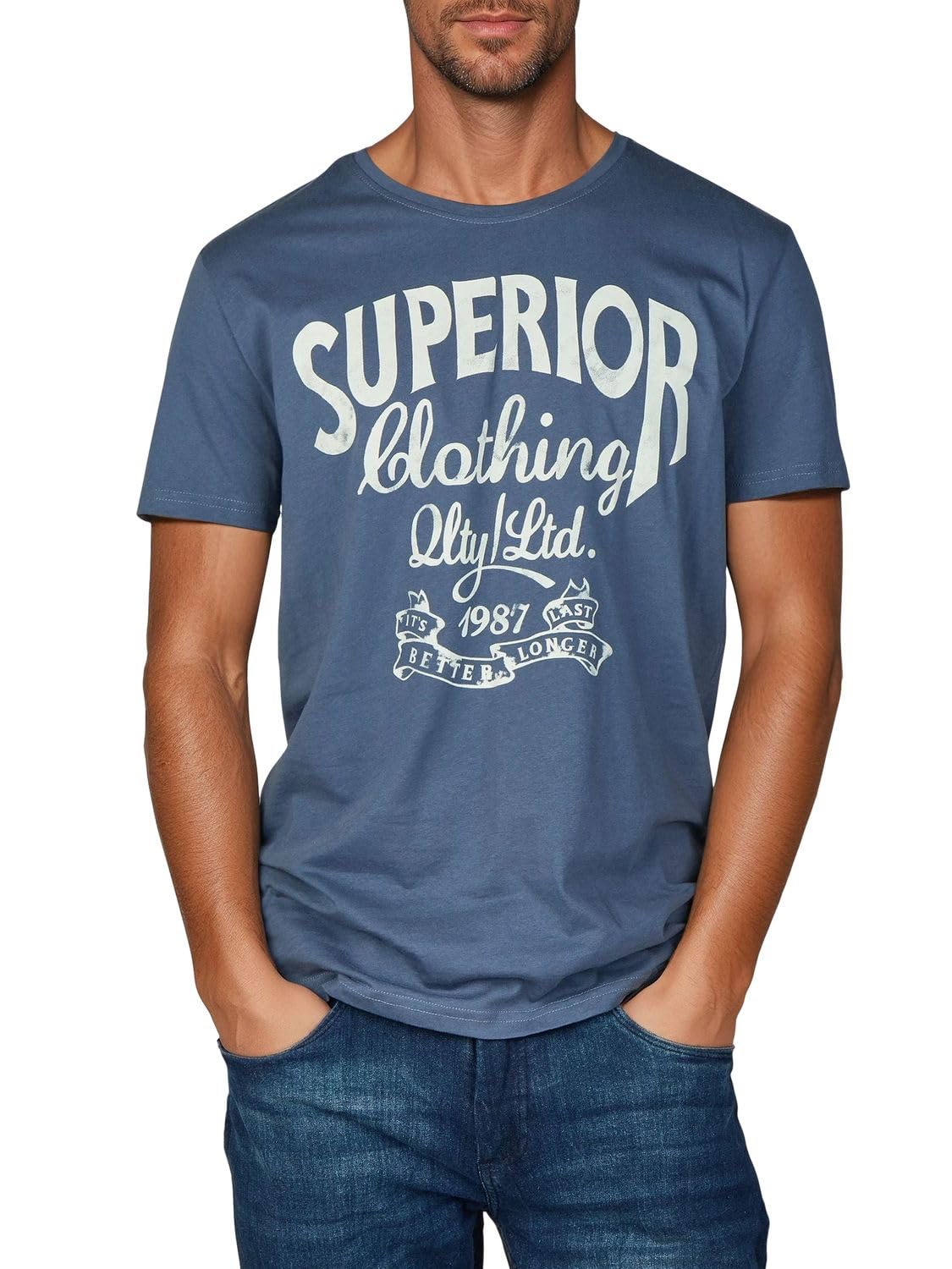 riverso Rivleon Men's Round Neck T-Shirt O-Neck Short Sleeve T-Shirt Printed Str