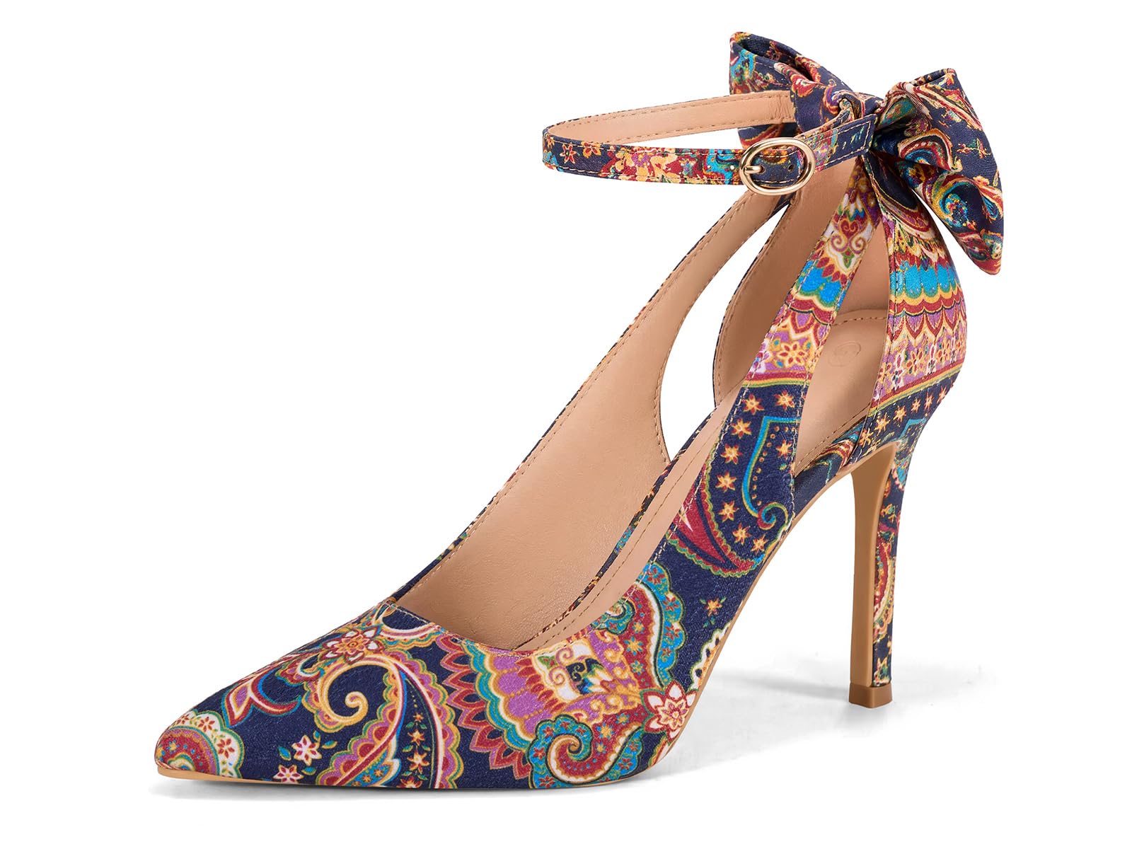 PiePieBuy Women's Pointed Toe High Heels Ankle Strap D'Orsay Pumps Shoes Bow Wed
