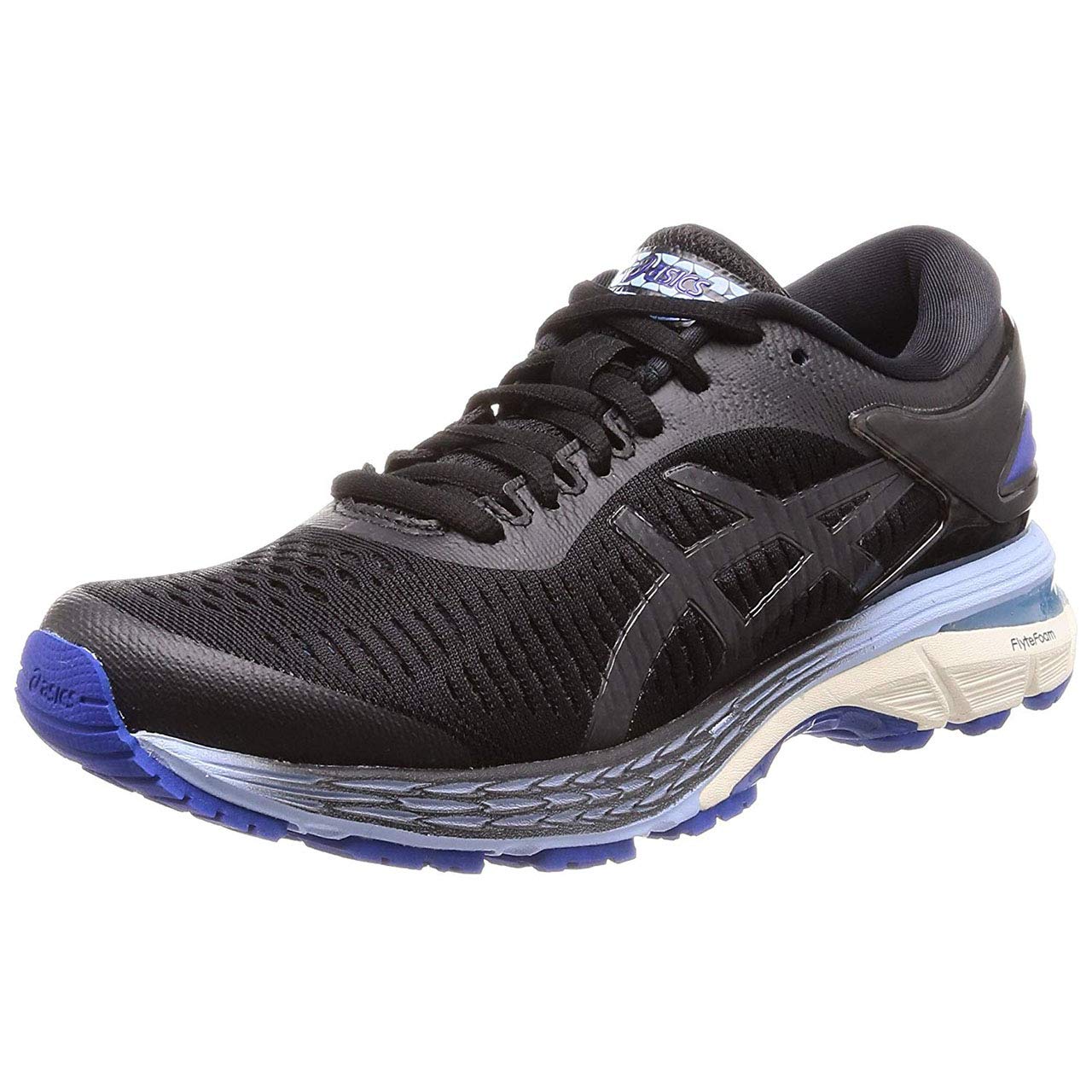 ASICS Gel-Kayano 25, Women's Running Shoes, Black Black Asics Blue 001