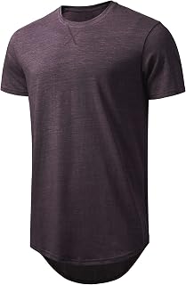 LETAOTAO Mens Longline Gym Muscle Bodybuilding Tshirts Hipster Reflective Line Scallop Crewneck Tees Shirts Tops