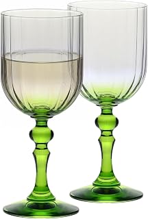 Krosno Light Green Wine Glasses, Set of 2, 300 ml, Bubble Collection