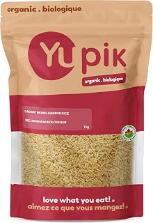 Yupik Organic Brown Jasmine Rice, Long Grains, 1 kg, Gluten-Free, Non-GMO, Vegan, Kosher, Whole Grains, Wheat-Free, Salt-Free, Source of Fiber, Ideal for Recipes, Side Dishes, Salads & More