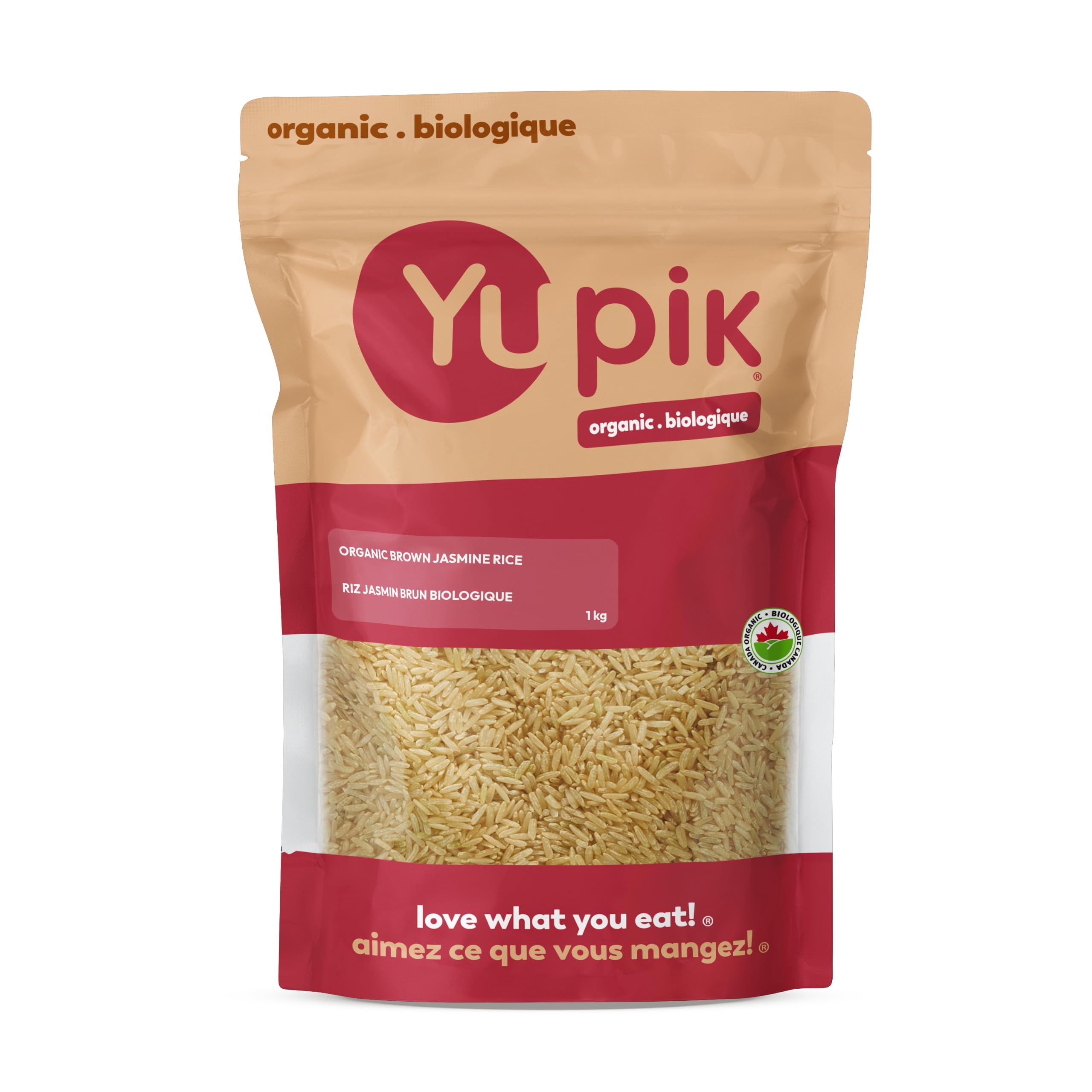 Yupik Organic Brown Jasmine Rice, Long Grains, 1 kg, Gluten-Free, Non-GMO, Vegan