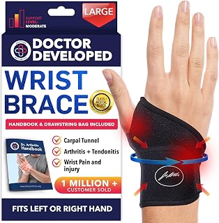 Doctor Developed 手首ブレース、手根管関節炎、腱炎、ハンドサポート、リストラップ フィットネス、ウェイトリフティングに最適 - ハンドブック付き (L-1パック)