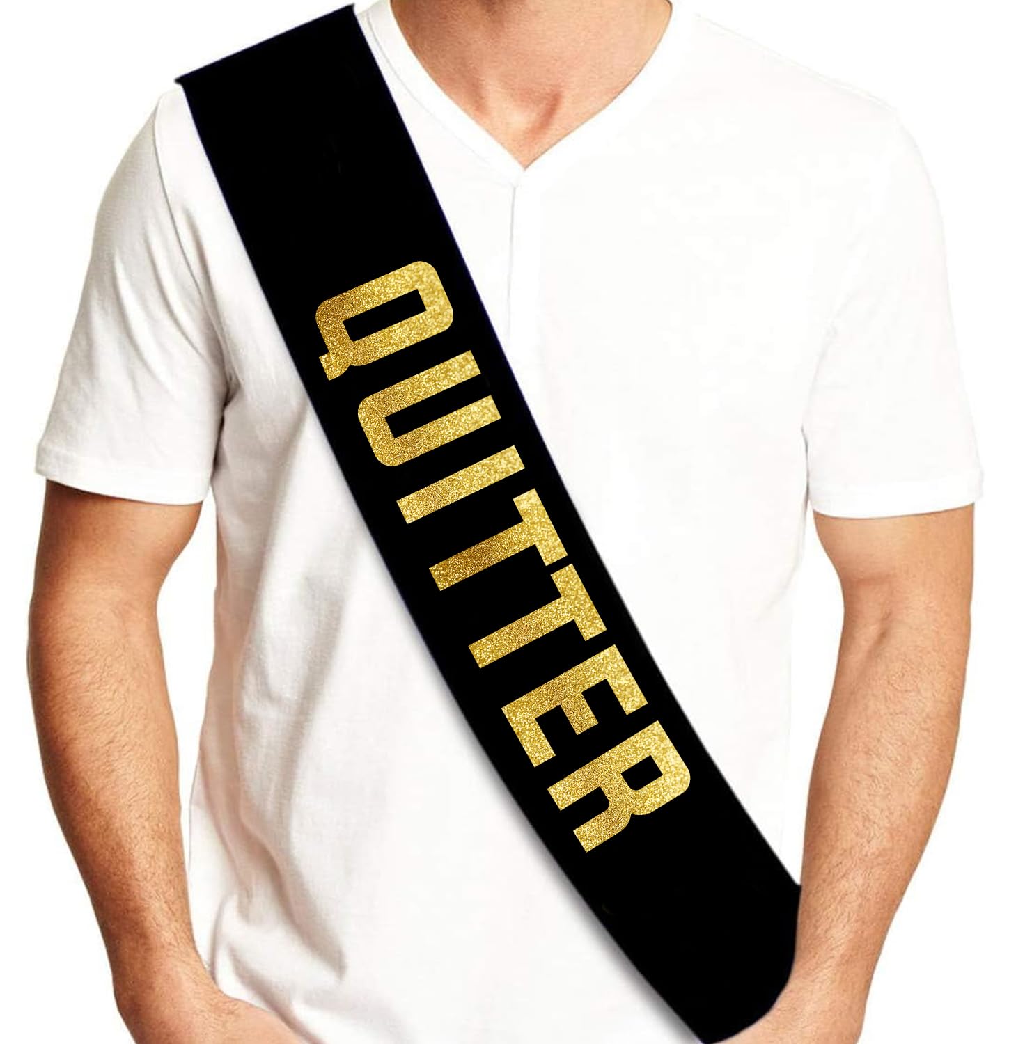 Sterling James Co. Retirement Party Decorations Quitter Black Glitter Sash