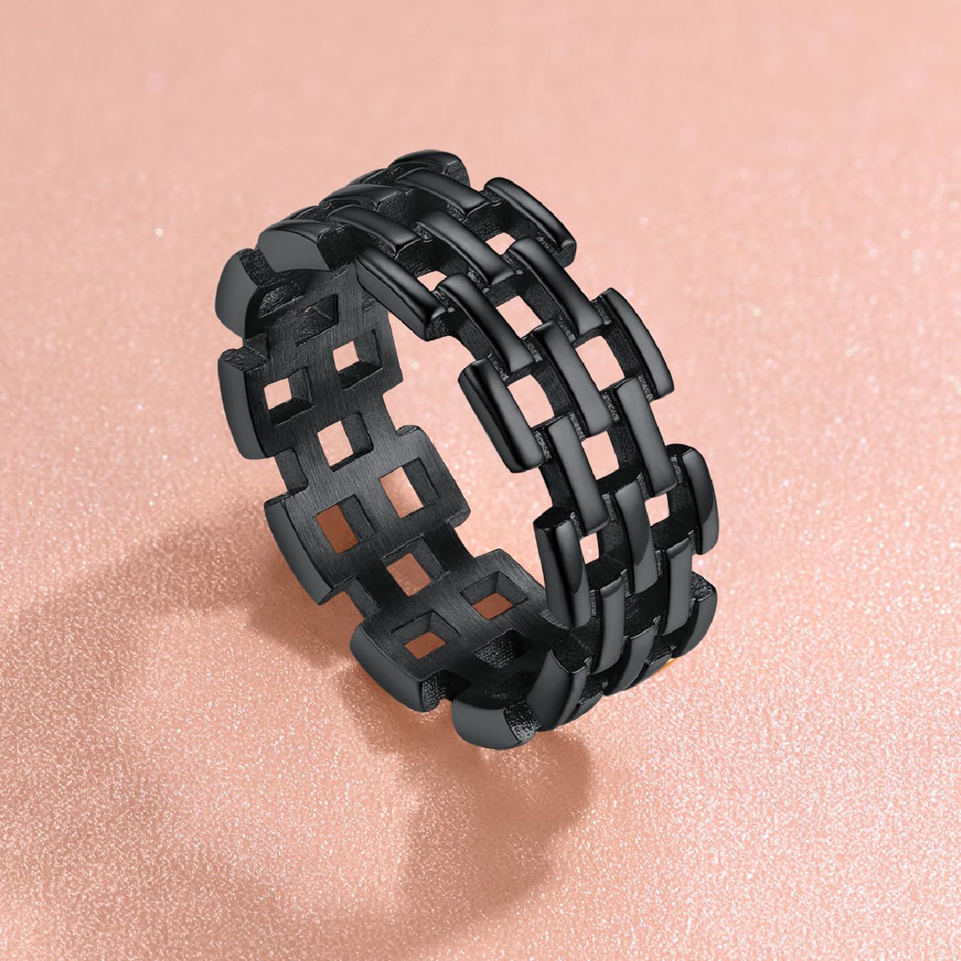 Anillo para mujer, chapado en oro/negro/plata, delicado anillo de compromiso de 