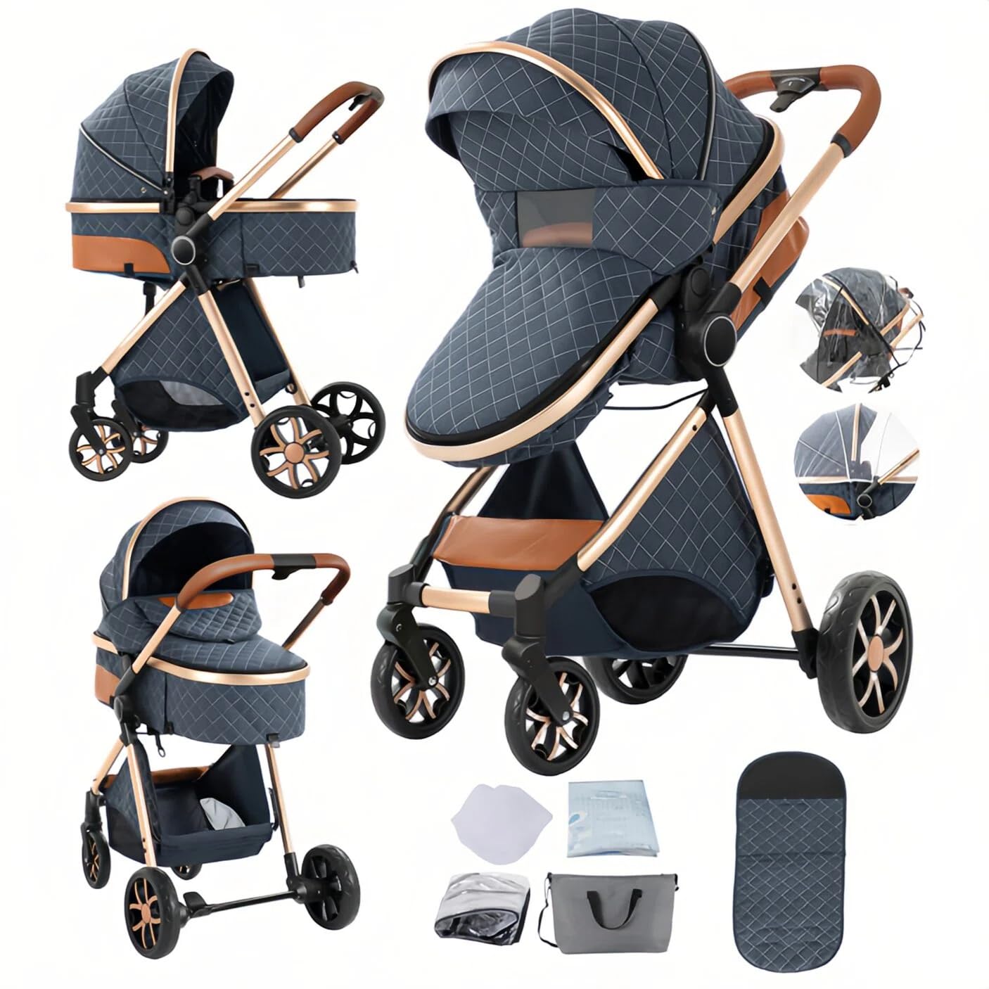 Doraystar 2 in 1 Baby Stroller with Bassinet Mode, Reversible Infant Pram, One-C