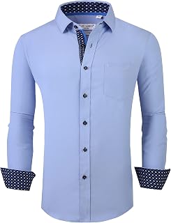 Alex Vando Men's Casual Button Down Long Sleeve Straight Fit Shirt