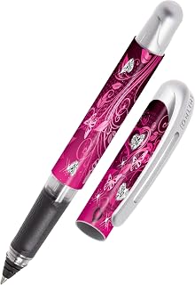 ONLINE Pink Dreams Ergonomic Rollerball Pen for School and High School │ Soft Grip for Left and Right Handers │ Standard Ink Cartridges Refillable, Blue │ Student Pens